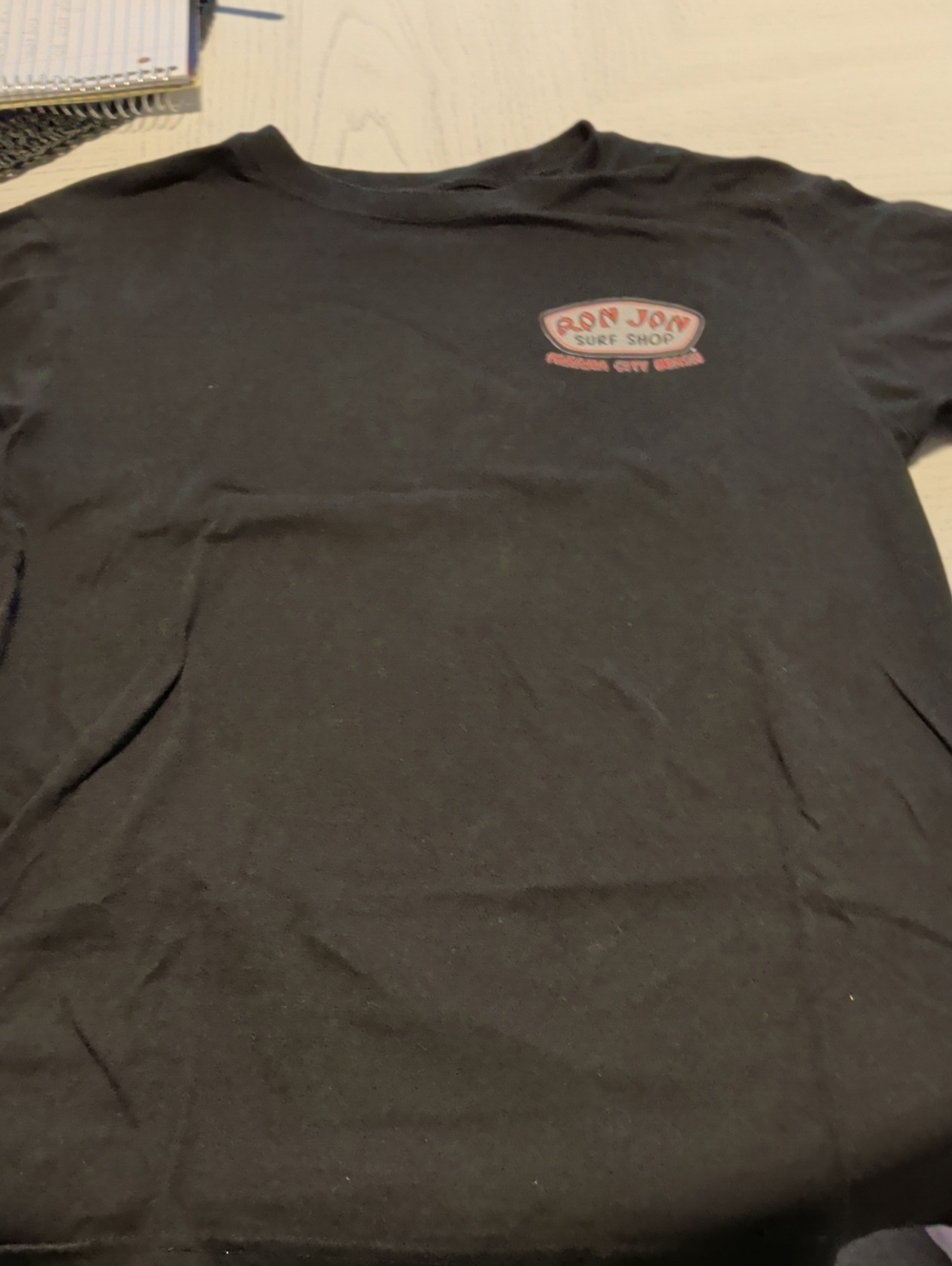 Ron Jon Black Short Sleeve Tee with Small Red Logo